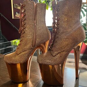 Metallic Rose Gold Boots Pleasers 8”